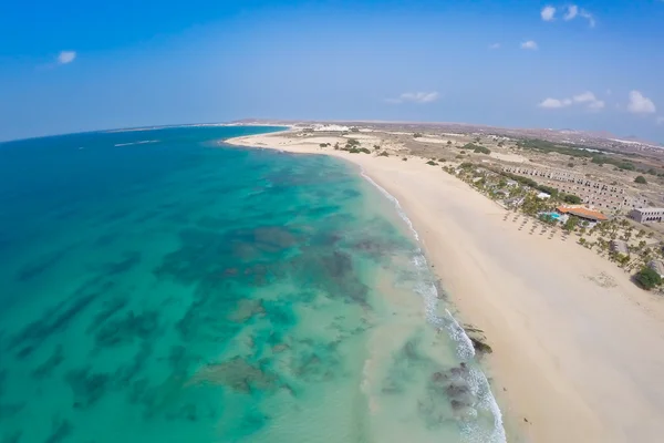 Aerial view on sand dunes in Chaves beach Praia de Chaves in Bo — Stock Photo, Image