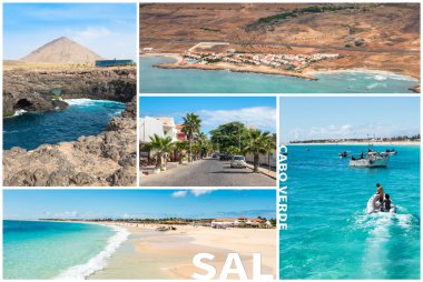 Cape Verde archipel Sal ada manzara resim montaj