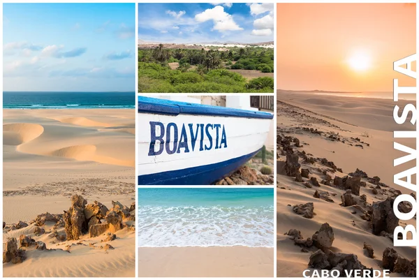 Picture montage of Boavista island landscapes  in Cape Verde arc — Stock Photo, Image