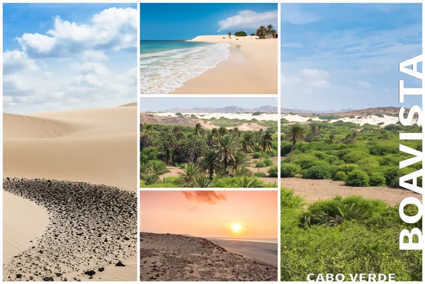 Picture montage of Boavista island landscapes  in Cape Verde arc — Stock Photo, Image