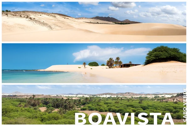 Cape Verde ark Boavista ada manzara resim montaj — Stok fotoğraf
