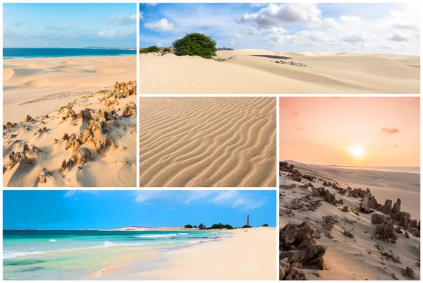 Picture montage of Boavista island landscapes  in Cape Verde arc — Stock Photo, Image