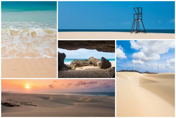 Picture montage of Boavista island landscapes  in Cape Verde arc — Stock Photo, Image