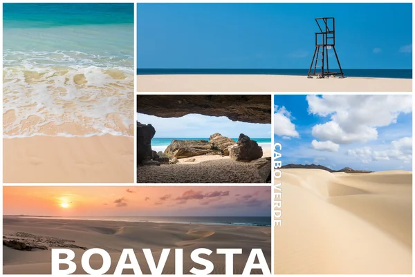 Picture montage of Boavista island landscapes  in Cape Verde arc — Stock Photo, Image