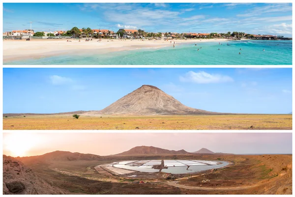 Cape Verde archipel Sal ada manzara resim montaj — Stok fotoğraf