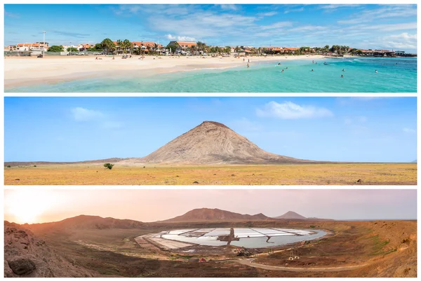 Picture montage of Sal island landscapes  in Cape Verde archipel