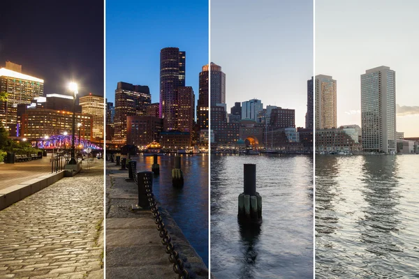 Boston panoramę dzień do nocy montaż - Massachusetts - Usa - jednostki — Zdjęcie stockowe