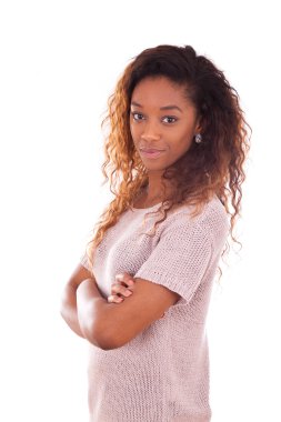 Mutlu genç Afrikalı Amerikalı beyaz arka plan üzerinde - Blac izole