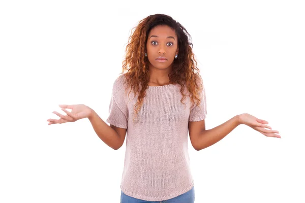 Retrato de una joven afroamericana reflexiva - Black pe — Foto de Stock