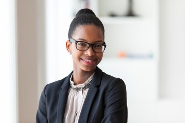 Portrait of a young African American business woman - Black peop clipart