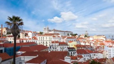 Portas çatıdan Lizbon Timelapse yapmak sol bakış açısı - Portekiz - Uhd Miradouro