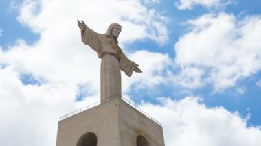 İsa Mesih'in Timelapse anıt Cristo rei Lizbon, Portekiz