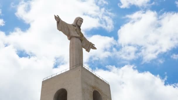 İsa Mesih'in Timelapse anıt Cristo rei Lizbon, Portekiz — Stok video