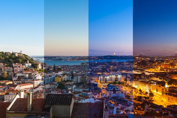 Montagem da vista aérea do telhado de Lisboa a partir da vista da Senhora do Monte — Fotografia de Stock