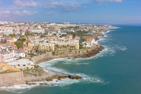 Estoril Portekiz Lizbon yakınındaki kıyı şeridi havadan görünümü
