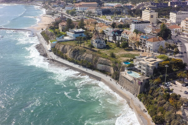 Aerial view of Estoril coastline near Lisbon