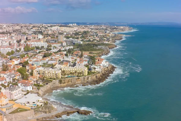 Lizbon yakınındaki Estoril şeridinin havadan görünümü — Stok fotoğraf