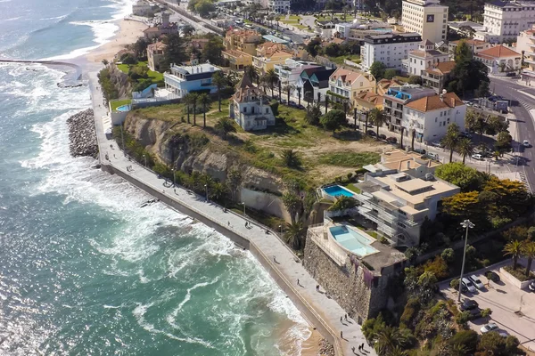 Lizbon yakınındaki Estoril şeridinin havadan görünümü — Stok fotoğraf