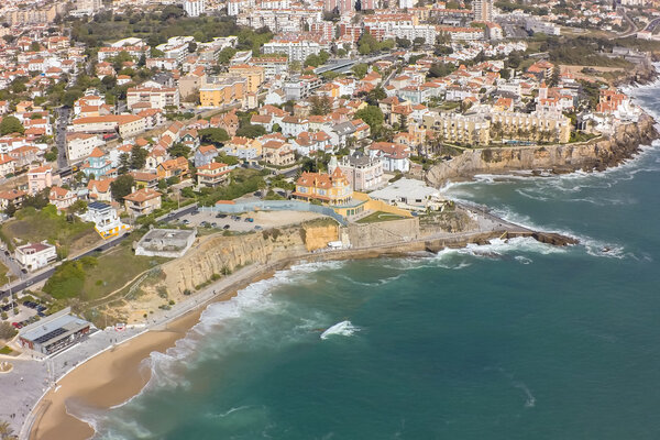 Aerial view of Estoril coastline near Lisbon