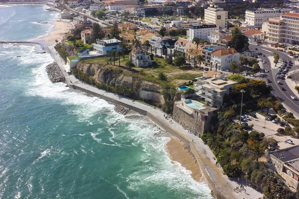 Lizbon yakınındaki Estoril şeridinin havadan görünümü — Stok fotoğraf