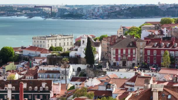 Timelapse Lisabonské střešní ze Sao Vicente de pro kostel — Stock video