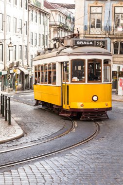 Lizbon ünlü sarı 28 tramvay hattı