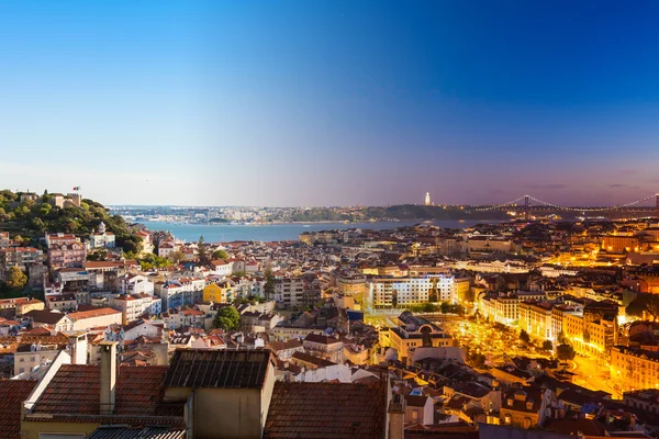 Aerial view montage of Lisbon rooftop from Senhora do Monte — Stock Photo, Image