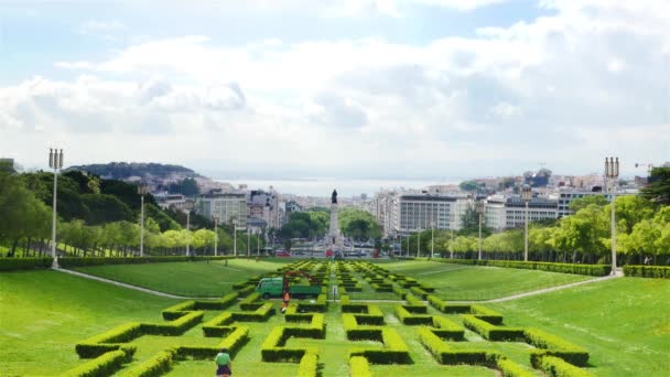 Pohled Edwarda vii parku v Lisabonu — Stock video