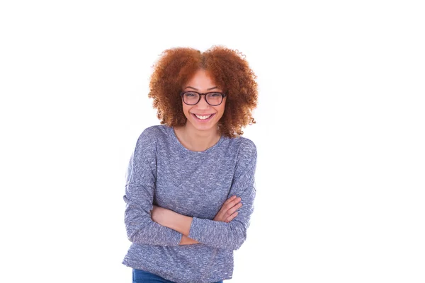 Felice giovane ragazza africana americana adolescente — Foto Stock