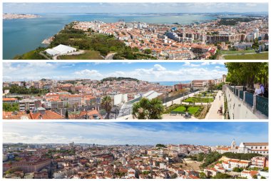 Panoramic Picture Mosaic collage of  Lisbon city viewpoints