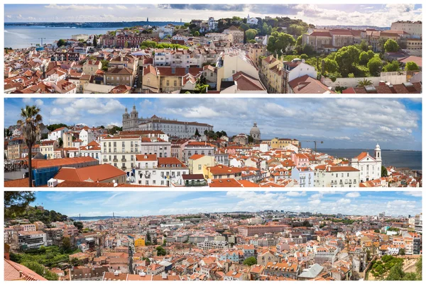 Panoramic Picture Mosaic collage of  Lisbon city viewpoints — Stock Photo, Image