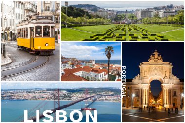 Picture collage of  Lisbon city  in Portugal