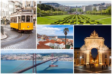 Picture collage of  Lisbon city  in Portugal clipart