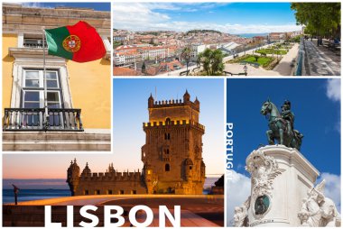 Picture collage of  Lisbon city  in Portugal