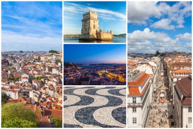Picture collage of  Lisbon city  in Portugal