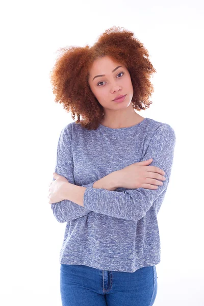 Young african american teenage girl with folded arms — Zdjęcie stockowe