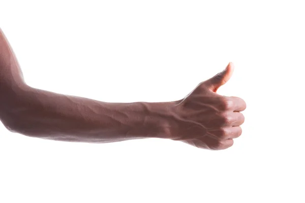 African american hand making thumbs up gesture — Stock Photo, Image