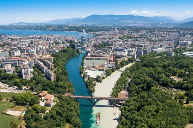 Geneva City İsviçre havadan görünümü
