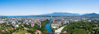 Geneva City İsviçre havadan görünümü