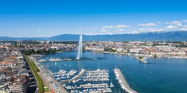 Luftaufnahme des Leman-Sees - Stadt Genf in der Schweiz — Stockfoto