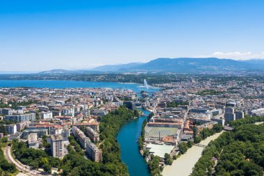 Geneva City İsviçre havadan görünümü
