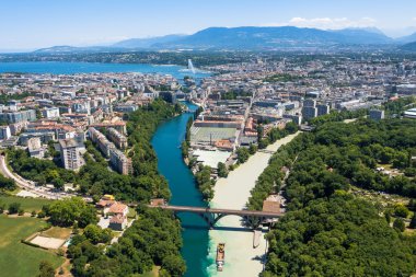Geneva City İsviçre havadan görünümü