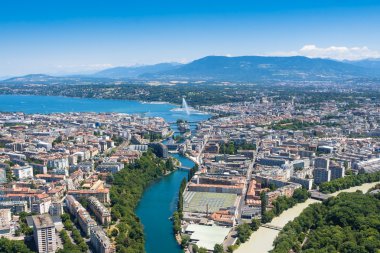 Geneva City İsviçre havadan görünümü