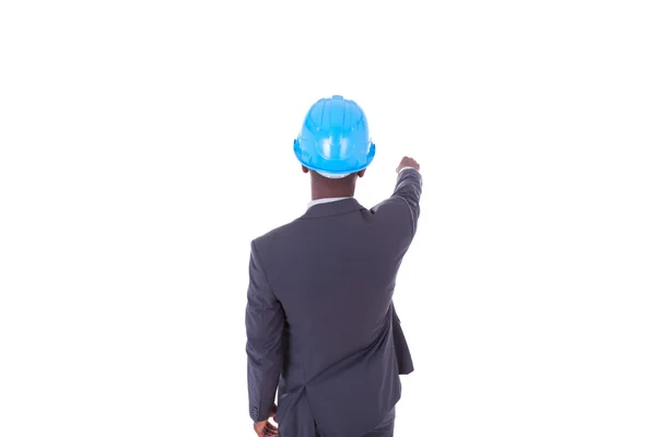 African American architect  white pointing finger - black people — Stock Photo, Image