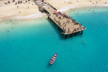Santa Maria Beach içinde Sal Adası Cape Verde - Cabo havadan görünümü