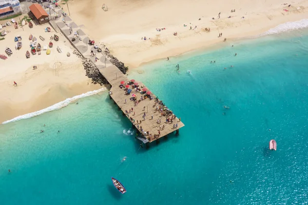 Aerial view of Santa Maria beach in Sal Island Cape Verde - Cabo — Stock Photo, Image