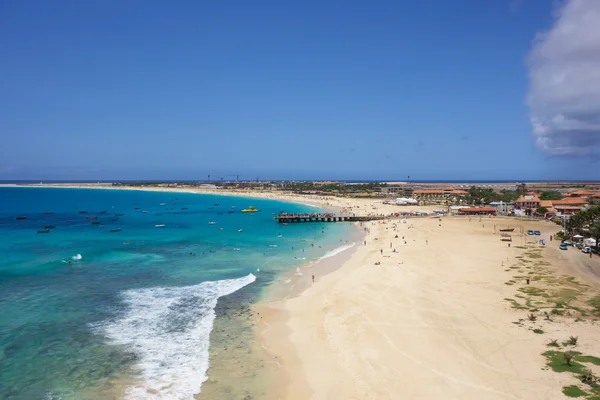 Aerial view of Santa Maria beach in Sal Island Cape Verde - Cabo — Stock Photo, Image