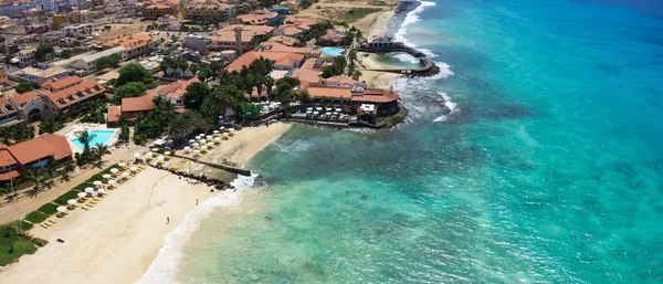 Letecký pohled na pláže Santa Maria v ostrov Sal Cape Verde - Cabo — Stock fotografie