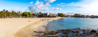 Panoramik Tarrafal Beach Cape Verd Santiago Adası