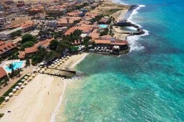 Aerial view of Santa Maria beach in Sal Island Cape Verde - Cabo clipart